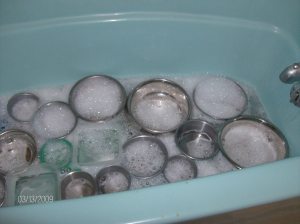 Bowls in the bathtub